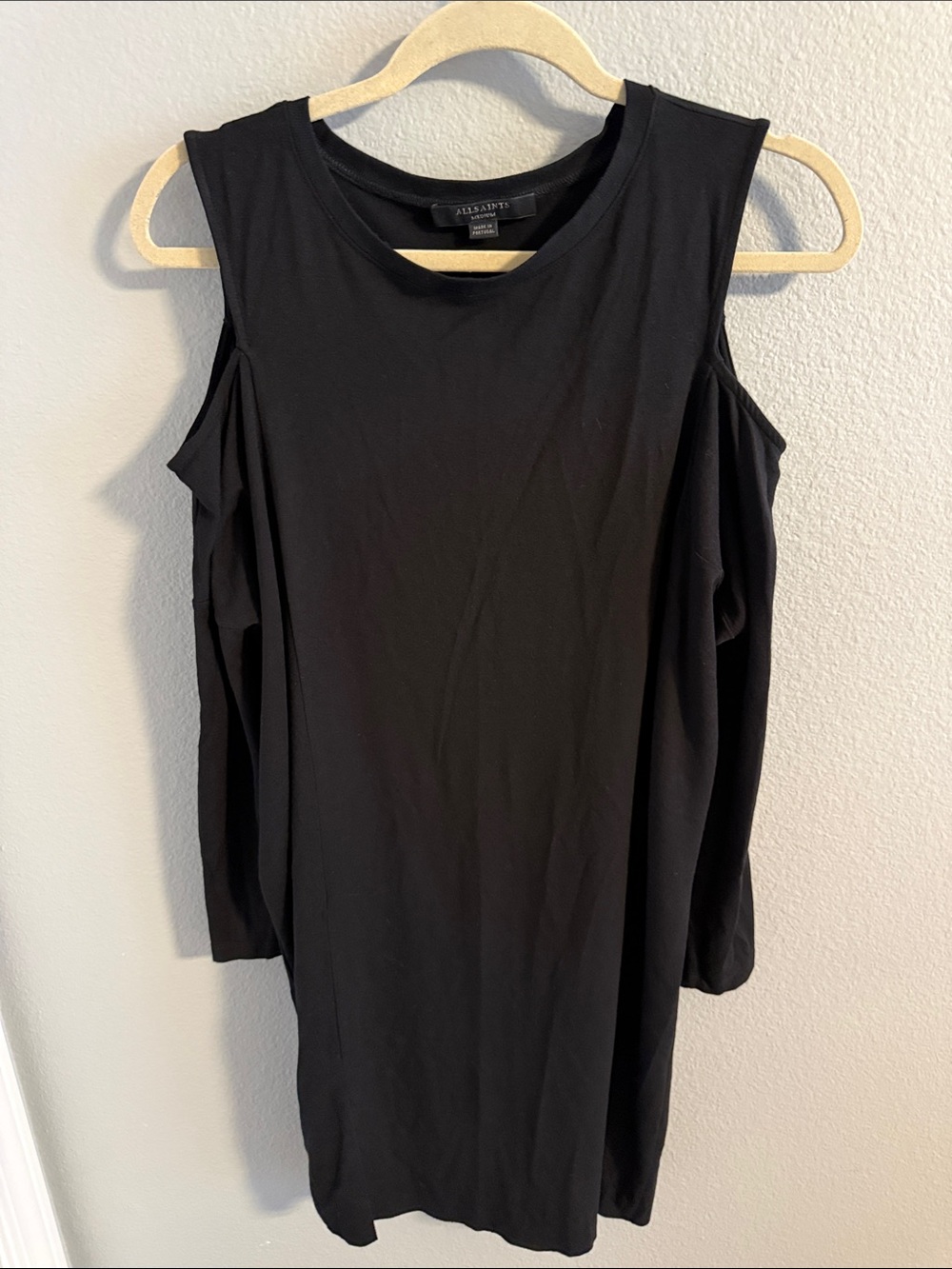 NWT AllSaints Black Cold Shoulder Long Sleeve Dress
